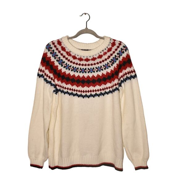 LANE BRYANT NEW $60 Fair Isle Sweater Cream Red Knit Pullover Nordic‎ 14 / 16 - Picture 1 of 3